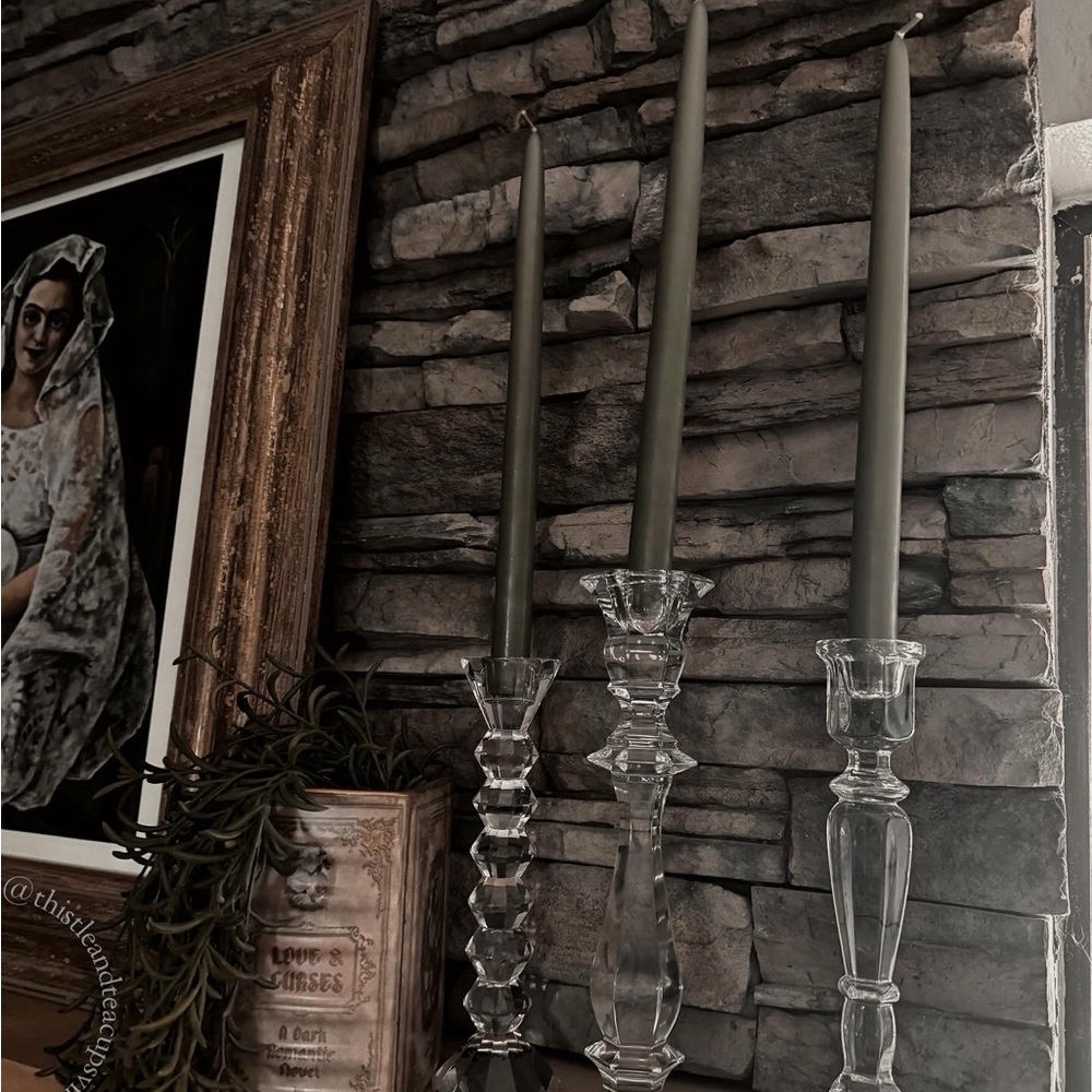 Set of 3 Crystal Candlesticks